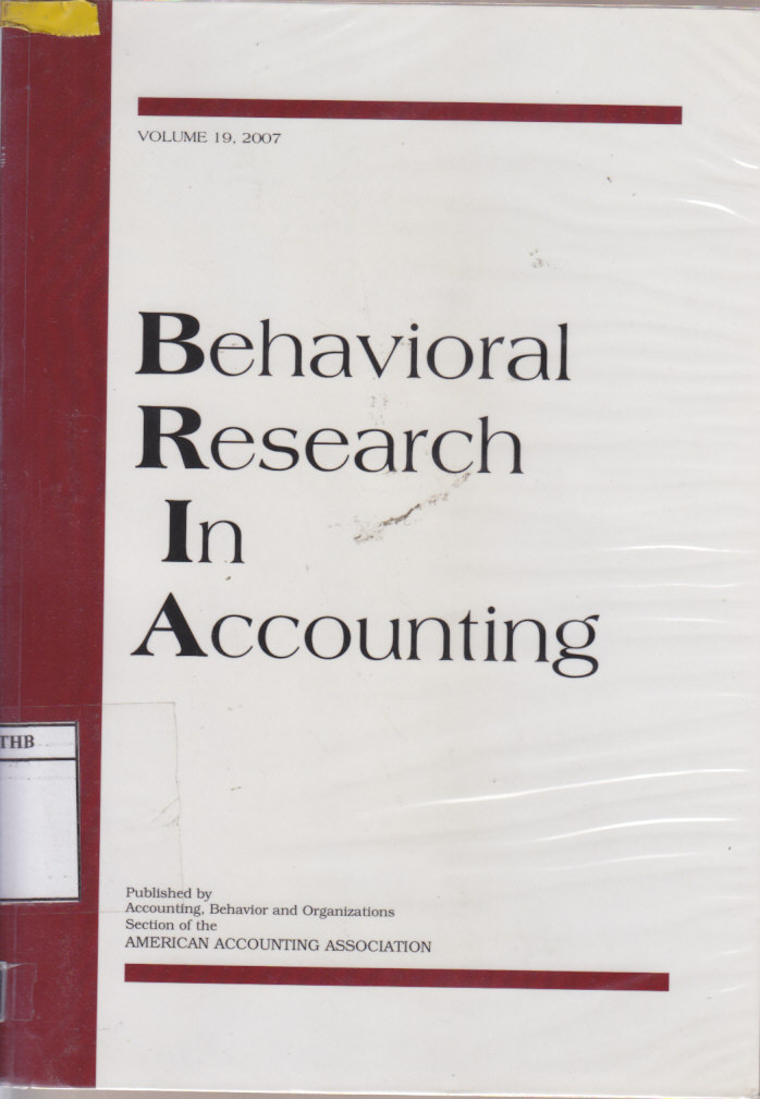 Behavioral Research In Accounting