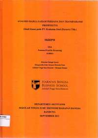 Analisis Harga Saham Perdana dan Transparansi Prospektus ( Studi Kasus pada PT. Krakatau Steel (Persero) Tbk.