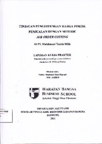 Image of Tinjauan Penghitungan Harga Pokok Penjualan dengan Metode Job Order Costing di PT. Malakasari Textile Mills