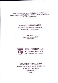 Image of Analisis Dampak Pemberian Program Pelatihan Di PT. Kimia Farma (Persero) Tbk. Plant Bandung