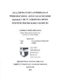 Image of Analisis Dan Usulan Perbaikan Terhadap Jenis - Jenis Cacat Rubber Fender V Di PT. Agronesia Divisi Industri Teknik Karet Bandung
